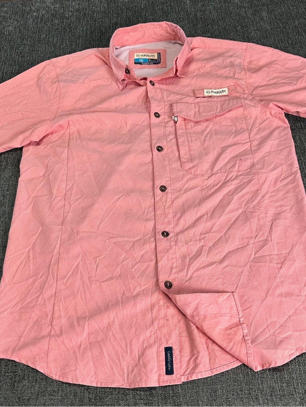 Pre-owned Magellan Fish Gear Short Sleeve Mens Small Button Down Pink Reddish